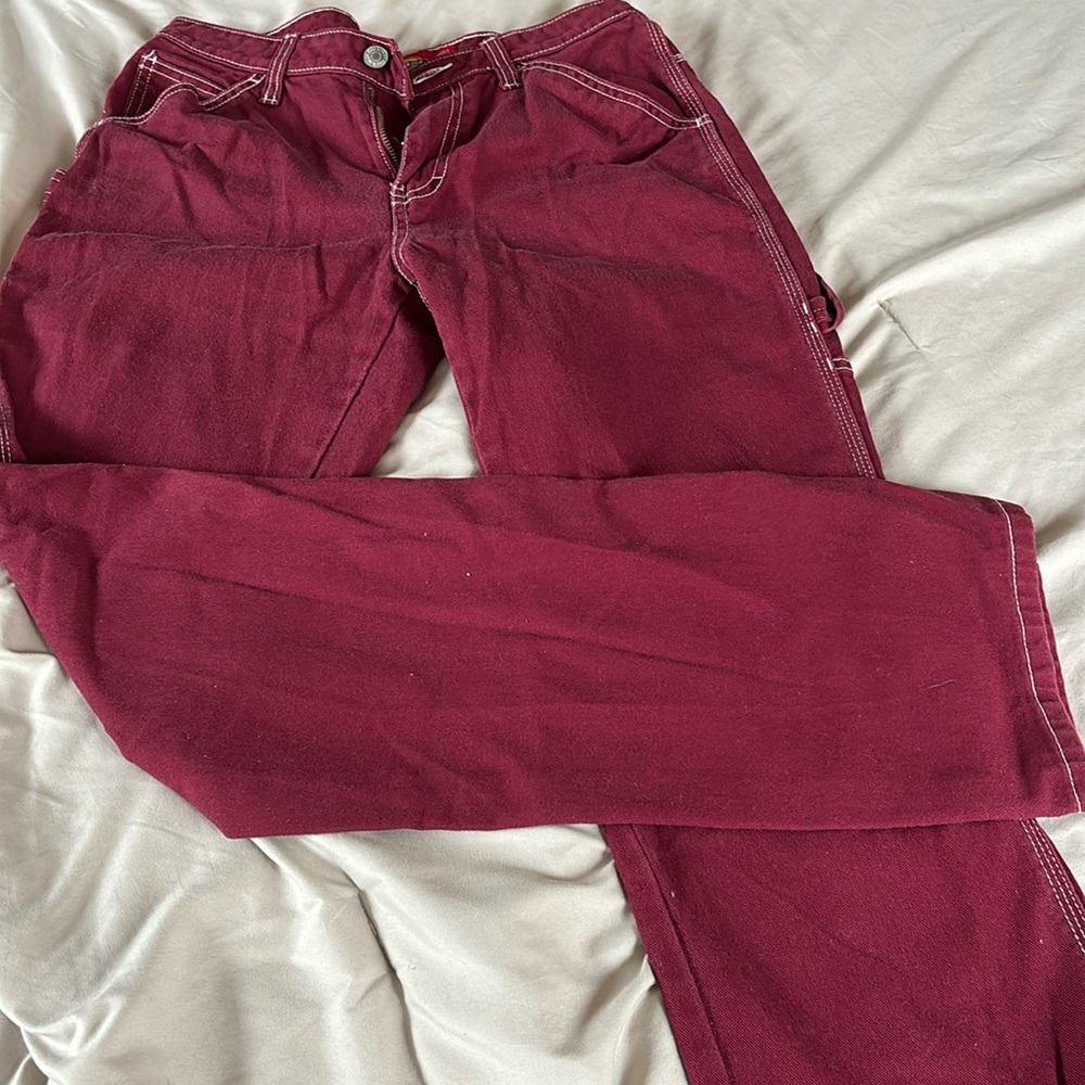 Red trendy jeans